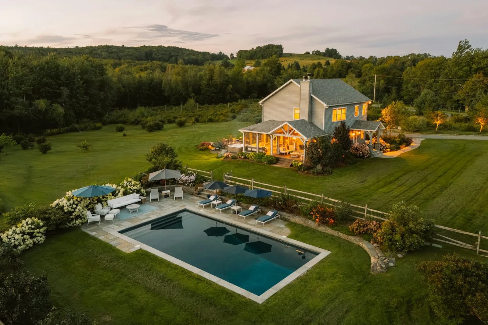 Estate home and grounds from the air