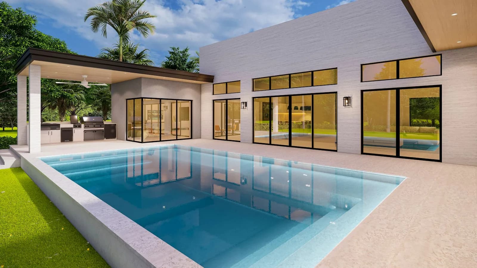 Pool and deck from above