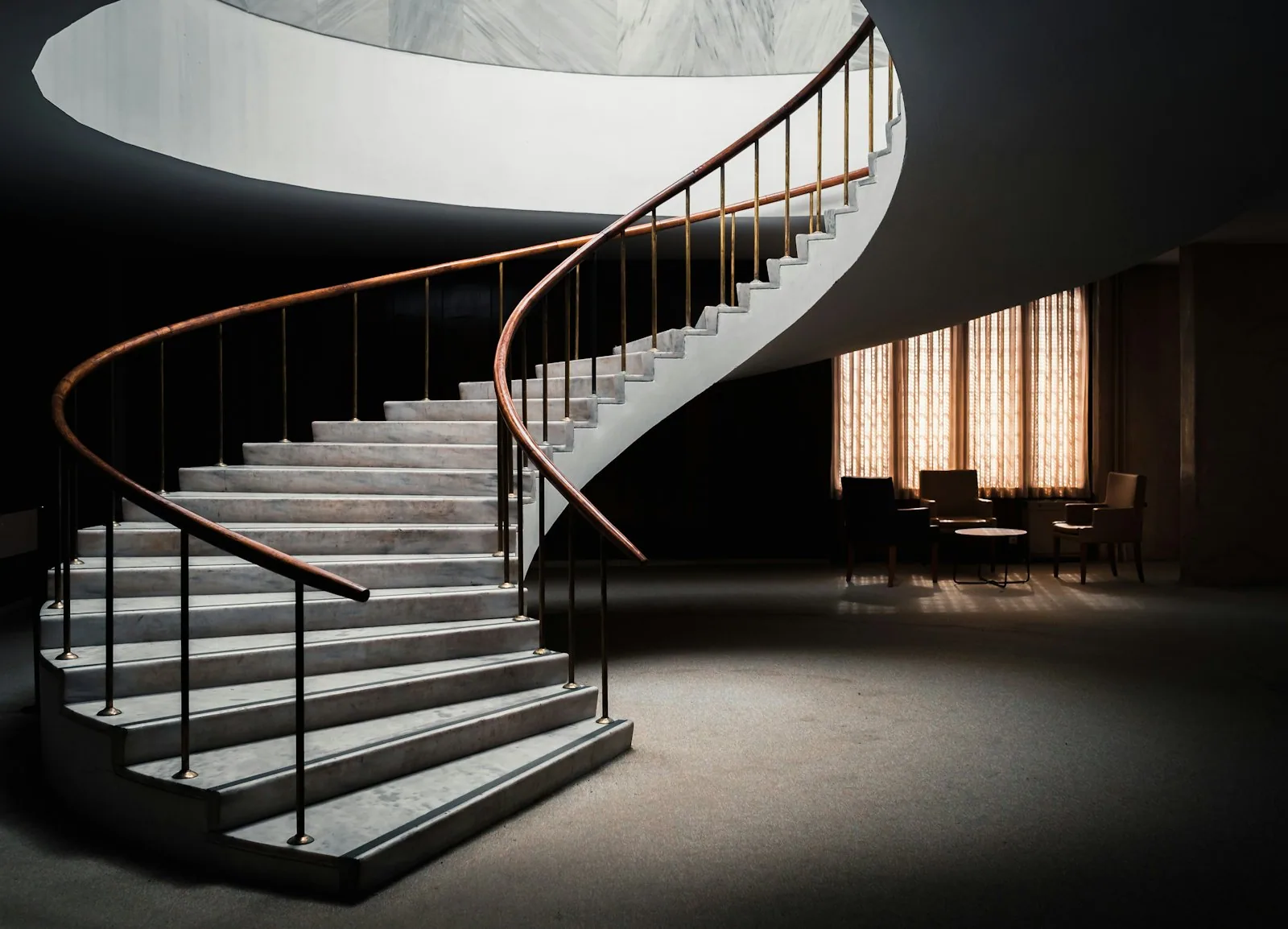Sculptural spiral staircase